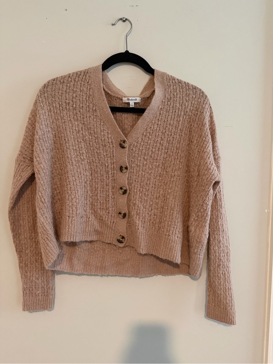 Madewell Sweaters - Madewell Cropped V-Neck Button Cardigan - Taupe